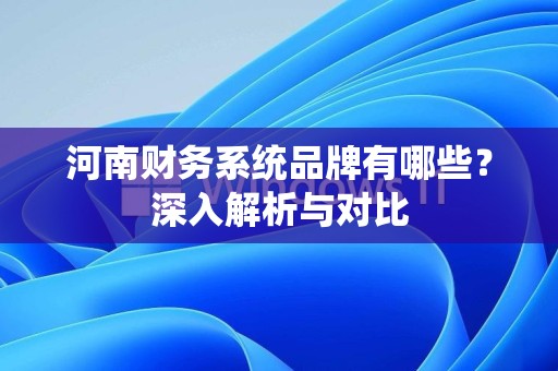 河南财务系统品牌有哪些？深入解析与对比