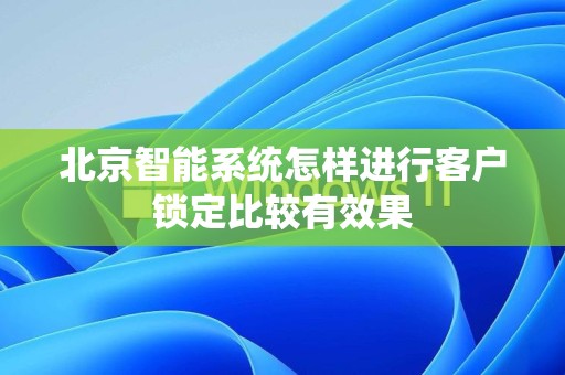 北京智能系统怎样进行客户锁定比较有效果