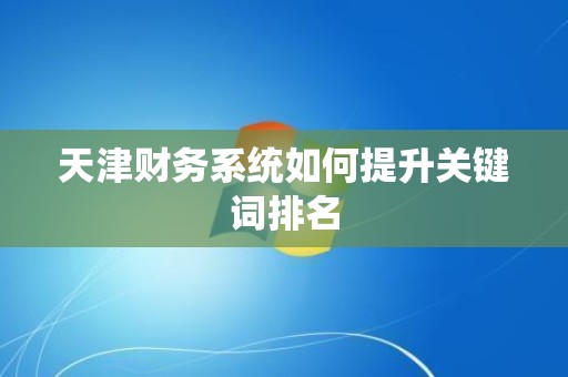 天津财务系统如何提升关键词排名