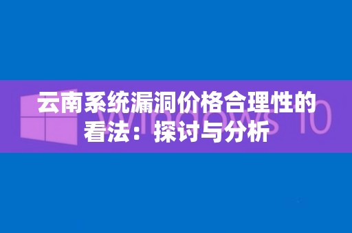 云南系统漏洞价格合理性的看法：探讨与分析