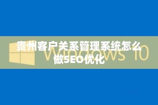 贵州客户关系管理系统怎么做SEO优化