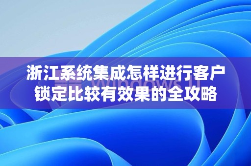 浙江系统集成怎样进行客户锁定比较有效果的全攻略