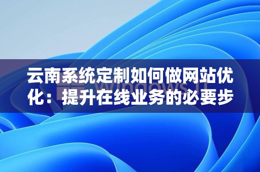 云南系统定制如何做网站优化：提升在线业务的必要步骤