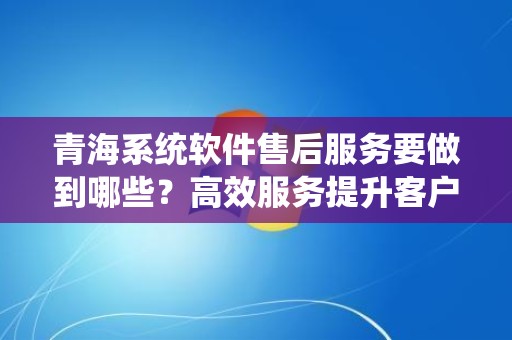 青海系统软件售后服务要做到哪些？高效服务提升客户满意度