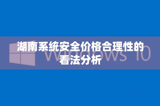 湖南系统安全价格合理性的看法分析