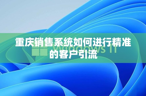重庆销售系统如何进行精准的客户引流