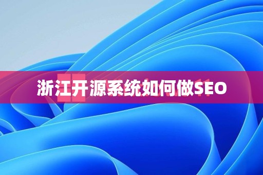 浙江开源系统如何做SEO