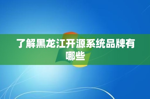 了解黑龙江开源系统品牌有哪些