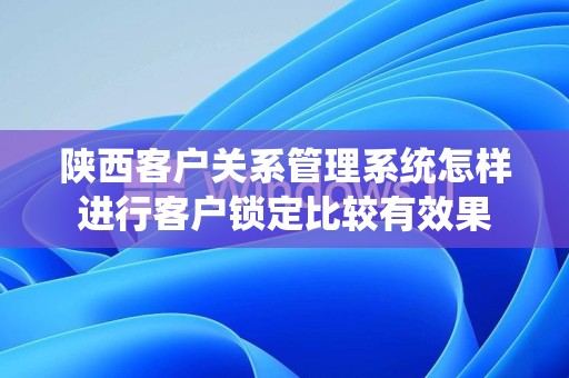 陕西客户关系管理系统怎样进行客户锁定比较有效果