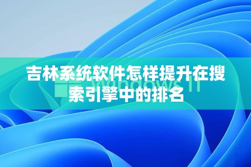 吉林系统软件怎样提升在搜索引擎中的排名