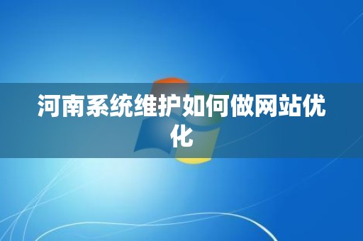 河南系统维护如何做网站优化