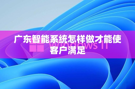 广东智能系统怎样做才能使客户满足