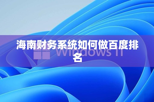 海南财务系统如何做百度排名