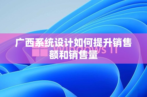广西系统设计如何提升销售额和销售量
