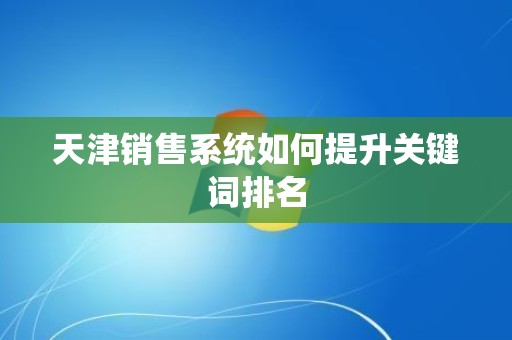 天津销售系统如何提升关键词排名
