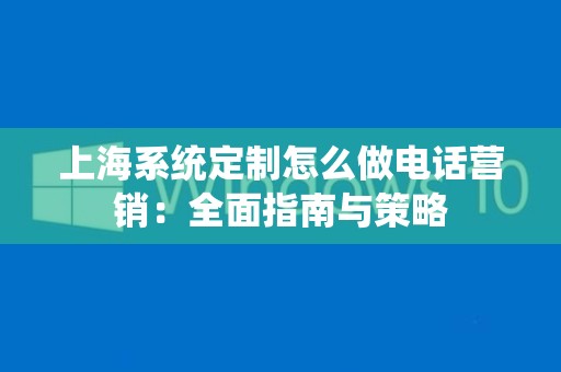上海系统定制怎么做电话营销：全面指南与策略