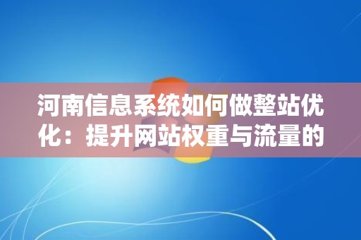河南信息系统如何做整站优化：提升网站权重与流量的策略