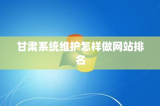甘肃系统维护怎样做网站排名
