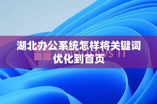 湖北办公系统怎样将关键词优化到首页