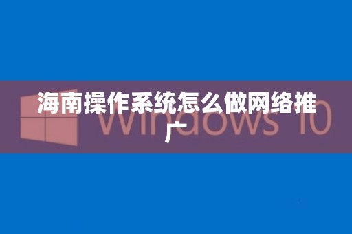 海南操作系统怎么做网络推广