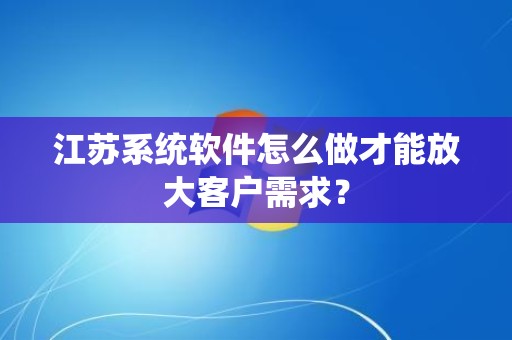 江苏系统软件怎么做才能放大客户需求？