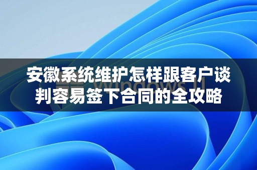 安徽系统维护怎样跟客户谈判容易签下合同的全攻略