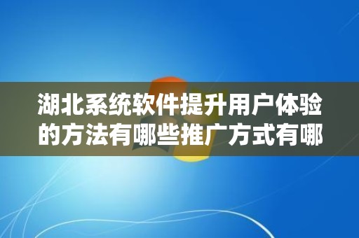 湖北系统软件提升用户体验的方法有哪些推广方式有哪些