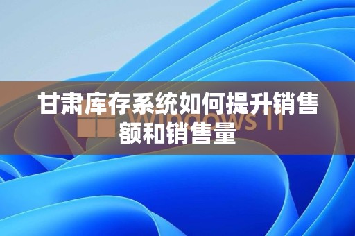 甘肃库存系统如何提升销售额和销售量