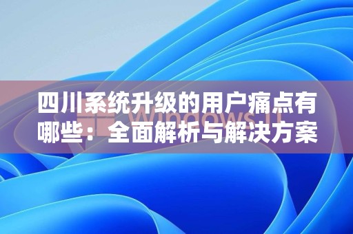 四川系统升级的用户痛点有哪些：全面解析与解决方案