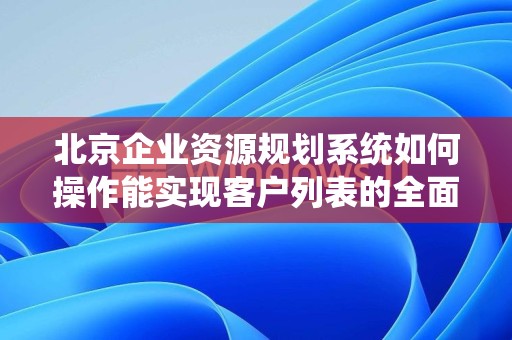 北京企业资源规划系统如何操作能实现客户列表的全面指南