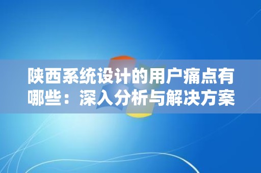 陕西系统设计的用户痛点有哪些：深入分析与解决方案