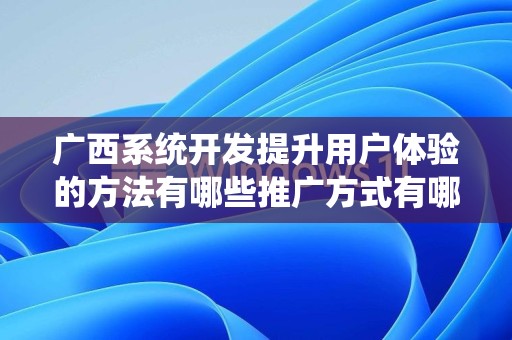广西系统开发提升用户体验的方法有哪些推广方式有哪些