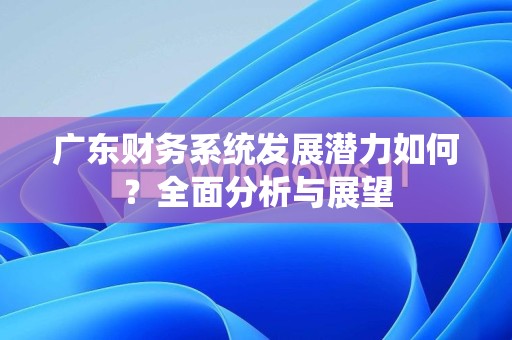 广东财务系统发展潜力如何？全面分析与展望