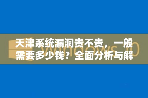 天津系统漏洞贵不贵，一般需要多少钱？全面分析与解答