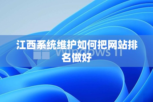江西系统维护如何把网站排名做好