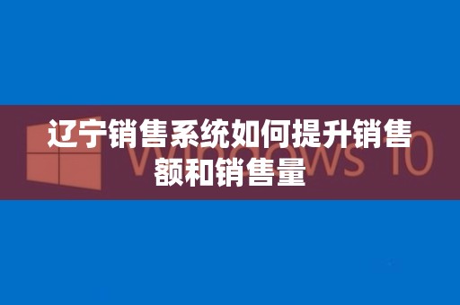 辽宁销售系统如何提升销售额和销售量
